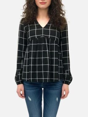 NWOT Old Navy Black Plaid Blouse